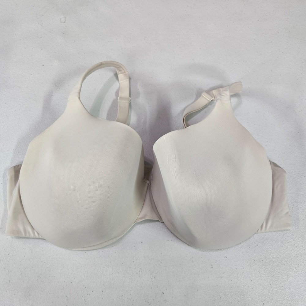 Cacique Women Bra 42DD Ivory True Embrace T Shirt Underwire Lightly Lined READ